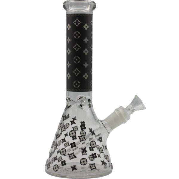 10" BLACK FLORAL DIAMOND BEAKER BONG - SMDistro