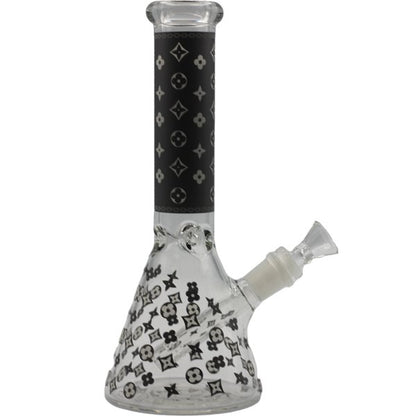 10" BLACK FLORAL DIAMOND BEAKER BONG - SMDistro