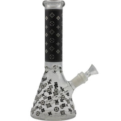 10" BLACK FLORAL DIAMOND BEAKER BONG - SMDistro