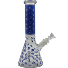 10" BLUE FLORAL DIAMOND BEAKER BONG - SMDistro