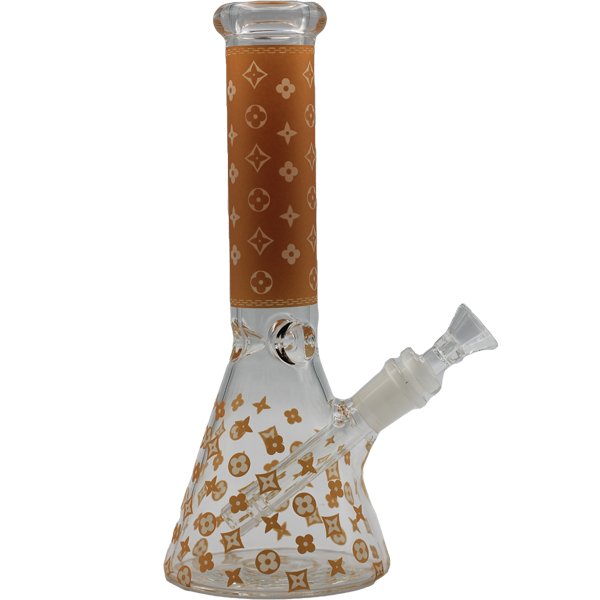 10" GOLD FLORAL DIAMOND BEAKER BONG - SMDistro