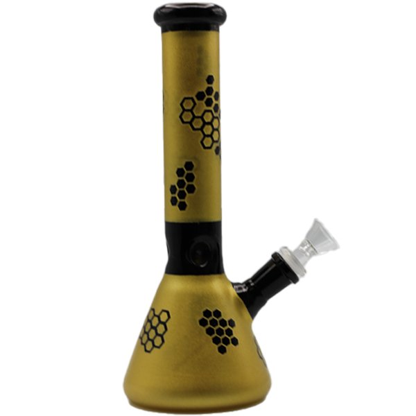 10" GOLD HONEYCOMB BEAKER BONG - SMDistro