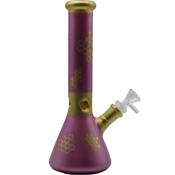 10" PURPLE/GOLDHONEYCOMB BEAKER BONG - SMDistro