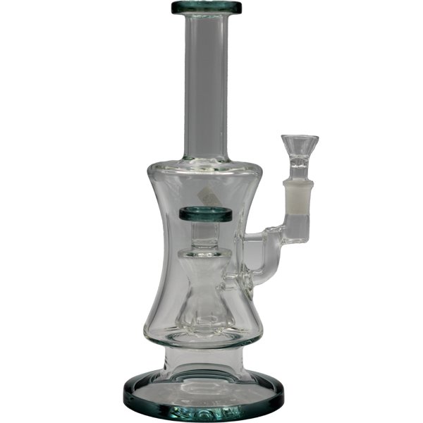 11" DARK GREEN DISC PERC BONG - SMDistro