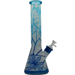 14" FROSTED BLUE LEAF BEAKER BONG - SMDistro