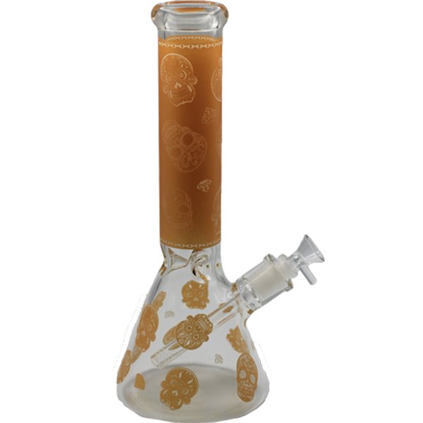 14" YELLOW SKULL DESIGN BEAKER BONG - SMDistro
