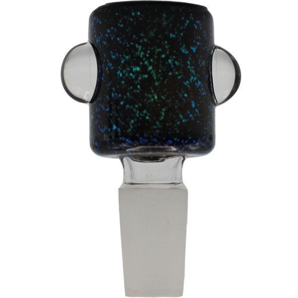 14MM MALE BLACK/TEAL GLITTER BOWL - SMDistro