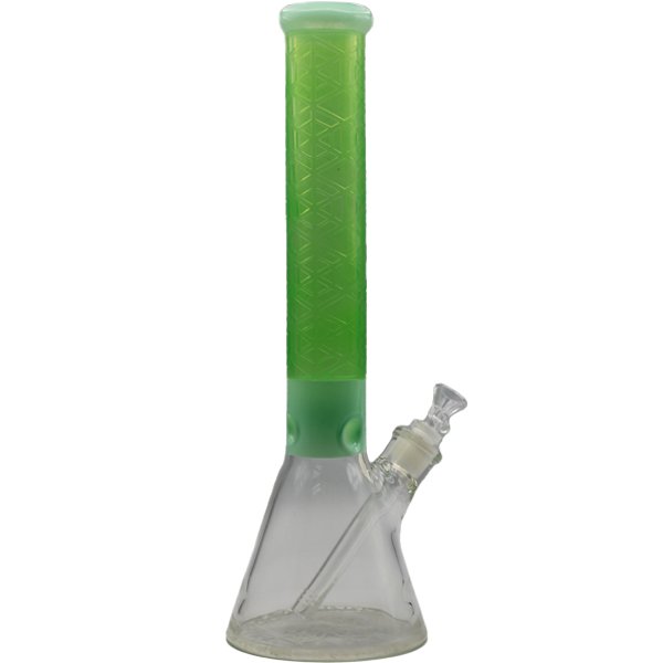 16" DIAMOND GLASS GREEN BEAKER BONG - SMDistro