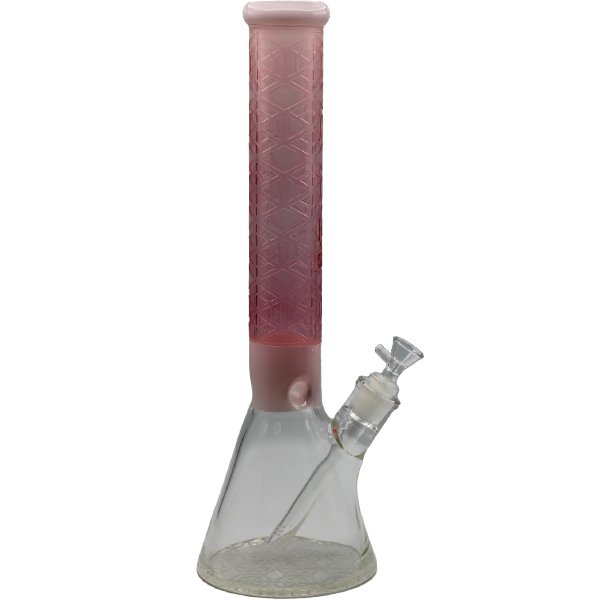 16" DIAMOND GLASS PINK BEAKER BONG - SMDistro