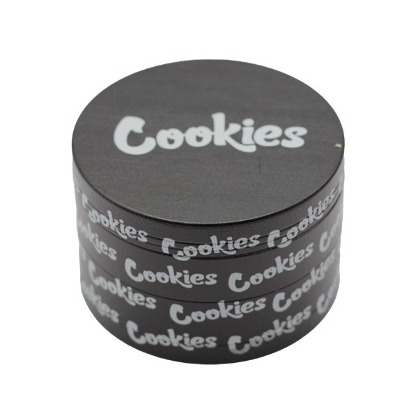 63MM GRINDER 4 PARTS ZINC ALLOY COOKIES BLACK - SMDistro