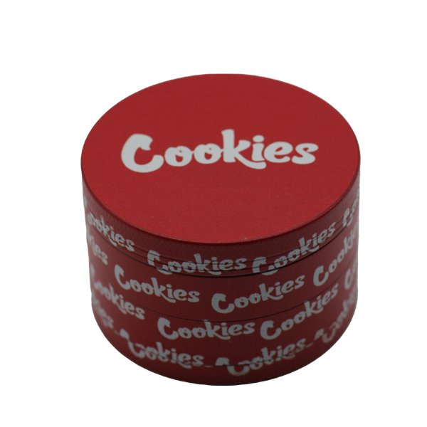 63MM GRINDER 4 PARTS ZINC ALLOY COOKIES RED - SMDistro