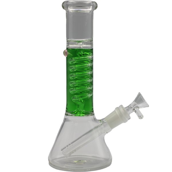 9" SPIRAL PERC GREEN BEAKER BONG - SMDistro