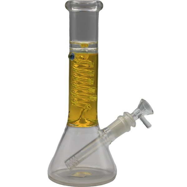 9" YELLOW SPIRAL CLEAR BONG - SMDistro