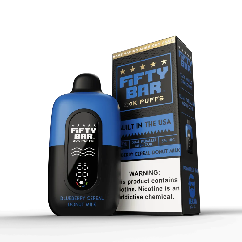 Fifty Bar V2 Powered by Beard Vape Co. 20K Puffs Disposable Vape - Display of 5 (MSRP $19.99 Each)