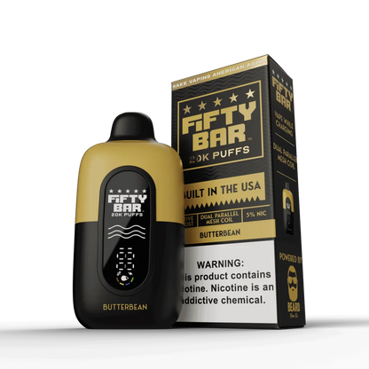 Fifty Bar V2 Powered by Beard Vape Co. 20K Puffs Disposable Vape - Display of 5 (MSRP $19.99 Each)