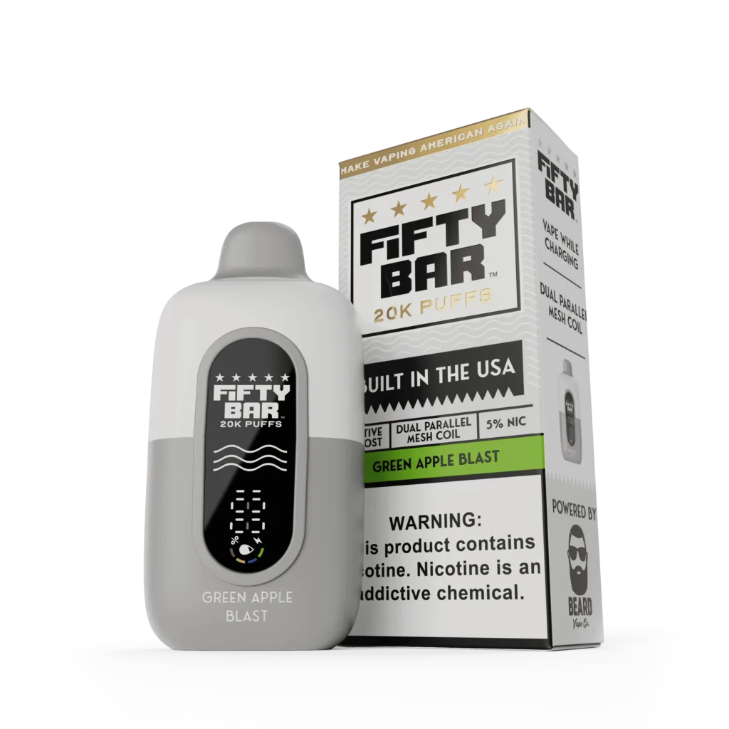 Fifty Bar V2 Powered by Beard Vape Co. 20K Puffs Disposable Vape - Display of 5 (MSRP $19.99 Each)