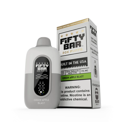 Fifty Bar V2 Powered by Beard Vape Co. 20K Puffs Disposable Vape - Display of 5 (MSRP $19.99 Each)