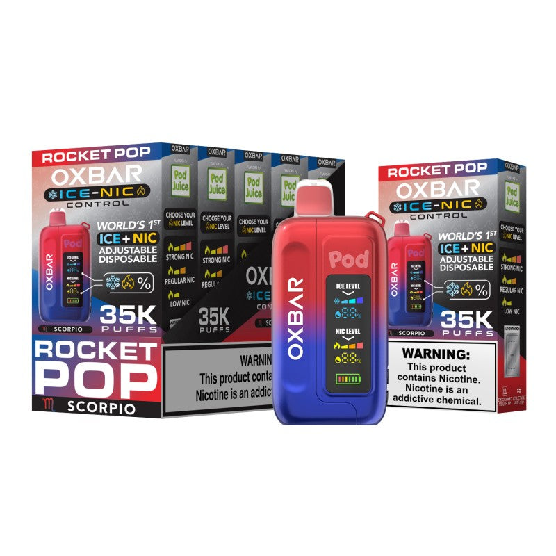 Oxbar x Pod Juice 14mL Adjustable Ice - Nic Control 35K Puffs Disposable Vape - Display of 5 (MSRP $29.99 Each)