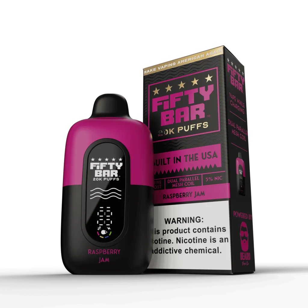 Fifty Bar V2 Powered by Beard Vape Co. 20K Puffs Disposable Vape - Display of 5 (MSRP $19.99 Each)