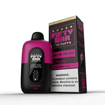 Fifty Bar V2 Powered by Beard Vape Co. 20K Puffs Disposable Vape - Display of 5 (MSRP $19.99 Each)