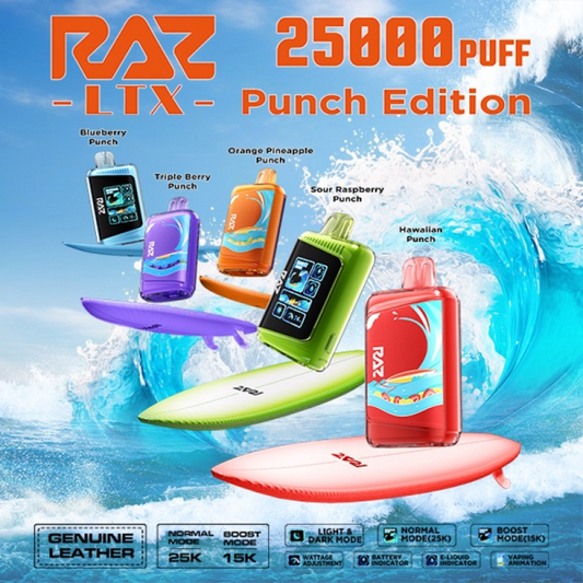 RAZ LTX 25000 Punch Edition Disposable Vape - Display of 5 (MSRP $29.99 Each)