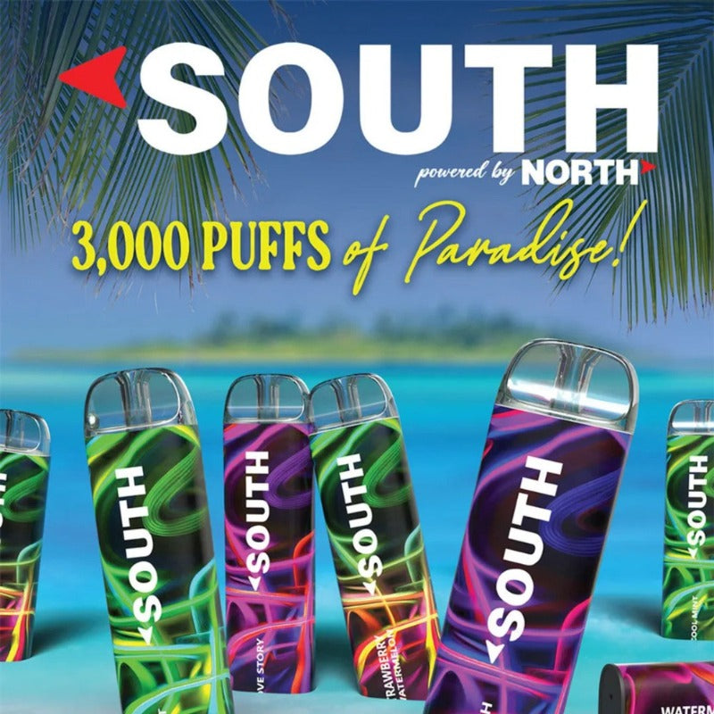 South Powered by North 3000 Puffs 6.5mL Disposable Vape - Display of 10 (MSRP $14.99 Each)