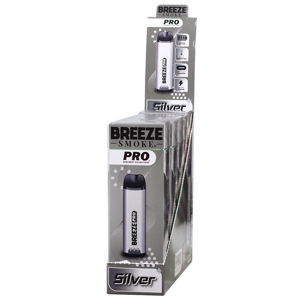 Breeze Smoke Pro Discreet Edition 510 Battery 5ct of Display (MSRP $17.99 Each)