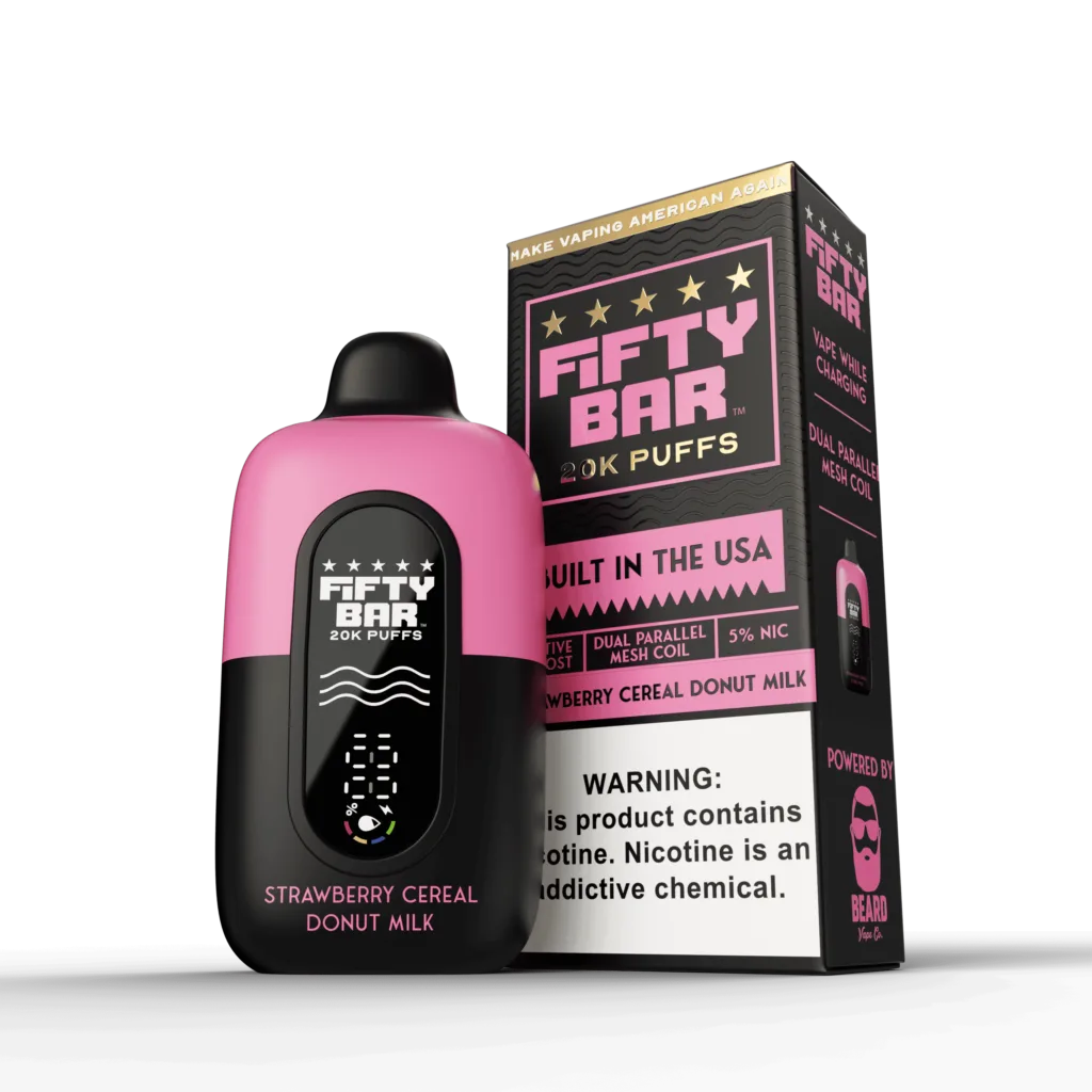 Fifty Bar V2 Powered by Beard Vape Co. 20K Puffs Disposable Vape - Display of 5 (MSRP $19.99 Each)