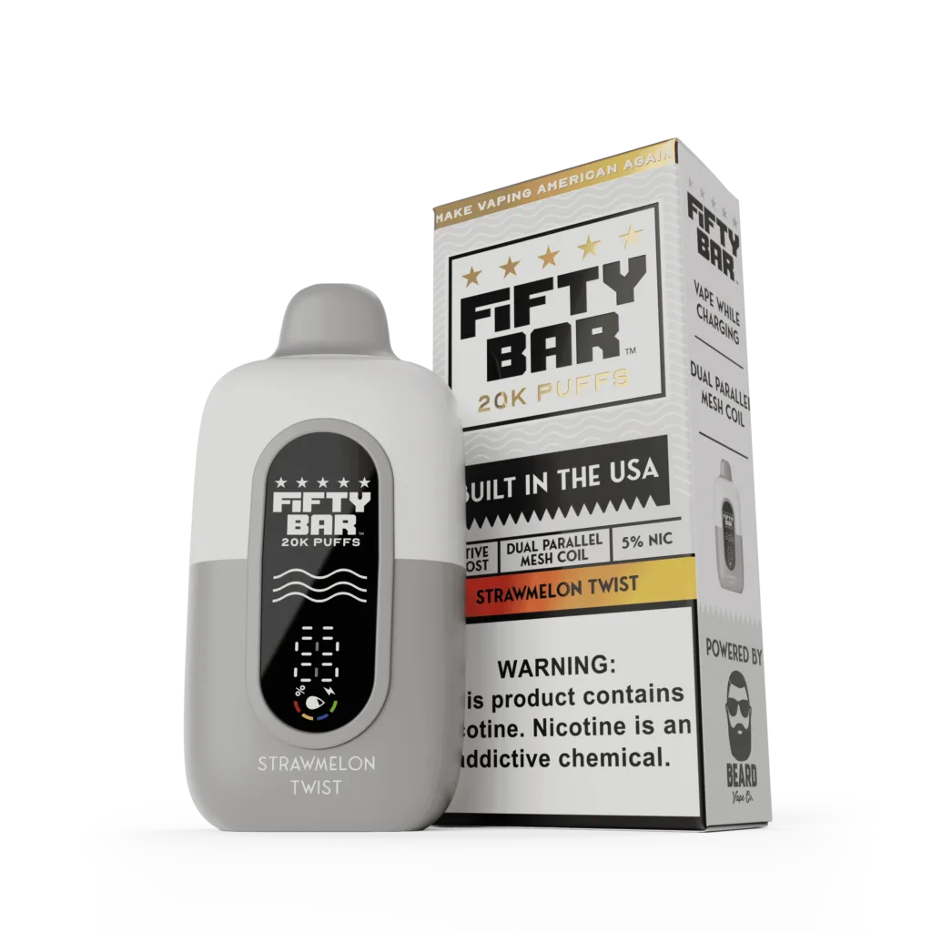 Fifty Bar V2 Powered by Beard Vape Co. 20K Puffs Disposable Vape - Display of 5 (MSRP $19.99 Each)