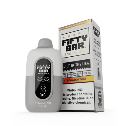Fifty Bar V2 Powered by Beard Vape Co. 20K Puffs Disposable Vape - Display of 5 (MSRP $19.99 Each)