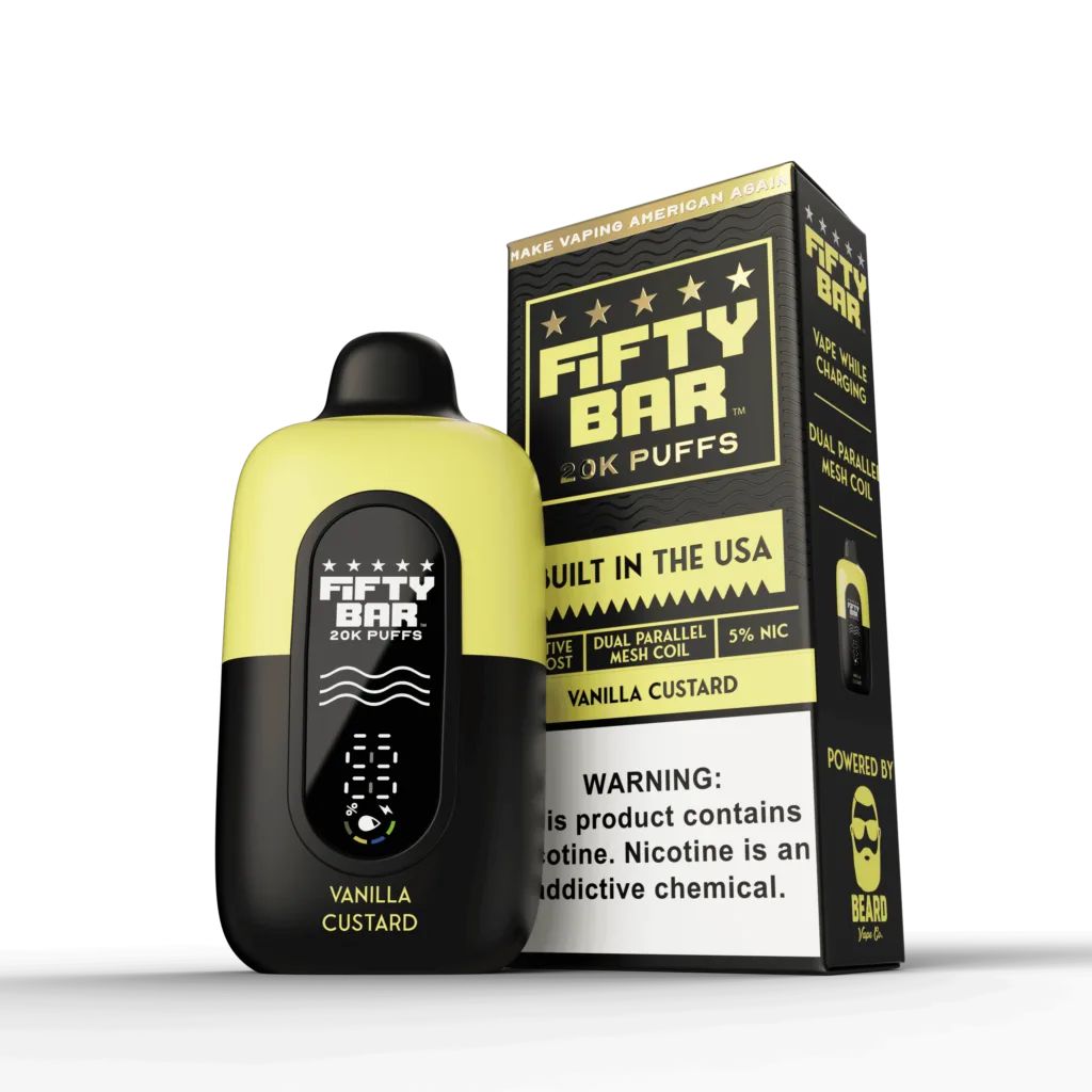 Fifty Bar V2 Powered by Beard Vape Co. 20K Puffs Disposable Vape - Display of 5 (MSRP $19.99 Each)