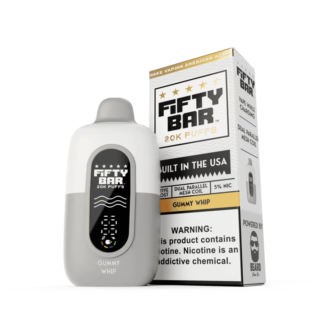 Fifty Bar V2 Powered by Beard Vape Co. 20K Puffs Disposable Vape - Display of 5 (MSRP $19.99 Each)