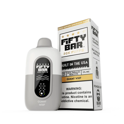 Fifty Bar V2 Powered by Beard Vape Co. 20K Puffs Disposable Vape - Display of 5 (MSRP $19.99 Each)