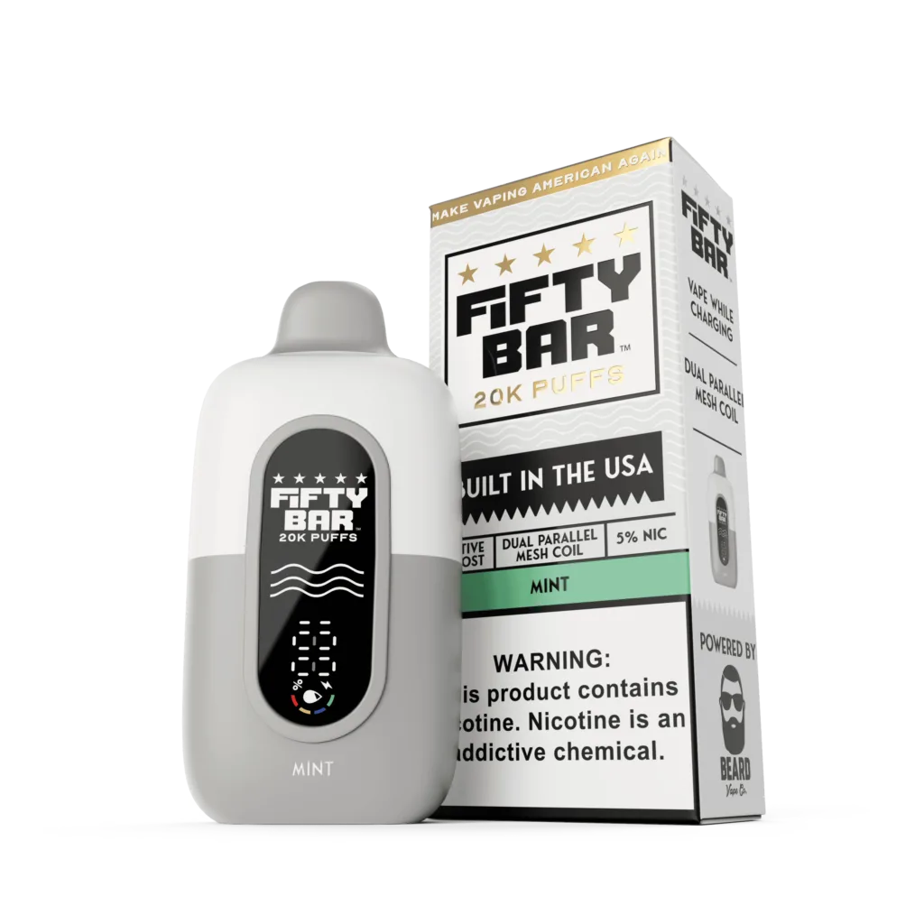 Fifty Bar V2 Powered by Beard Vape Co. 20K Puffs Disposable Vape - Display of 5 (MSRP $19.99 Each)