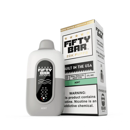Fifty Bar V2 Powered by Beard Vape Co. 20K Puffs Disposable Vape - Display of 5 (MSRP $19.99 Each)