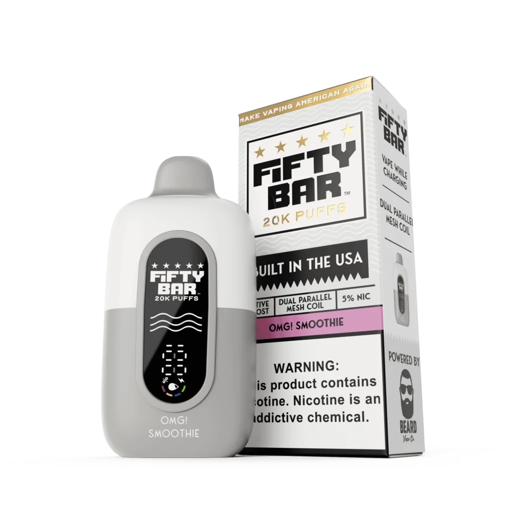 Fifty Bar V2 Powered by Beard Vape Co. 20K Puffs Disposable Vape - Display of 5 (MSRP $19.99 Each)