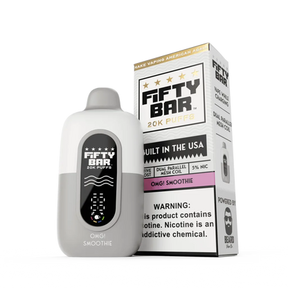 Fifty Bar V2 Powered by Beard Vape Co. 20K Puffs Disposable Vape - Display of 5 (MSRP $19.99 Each)