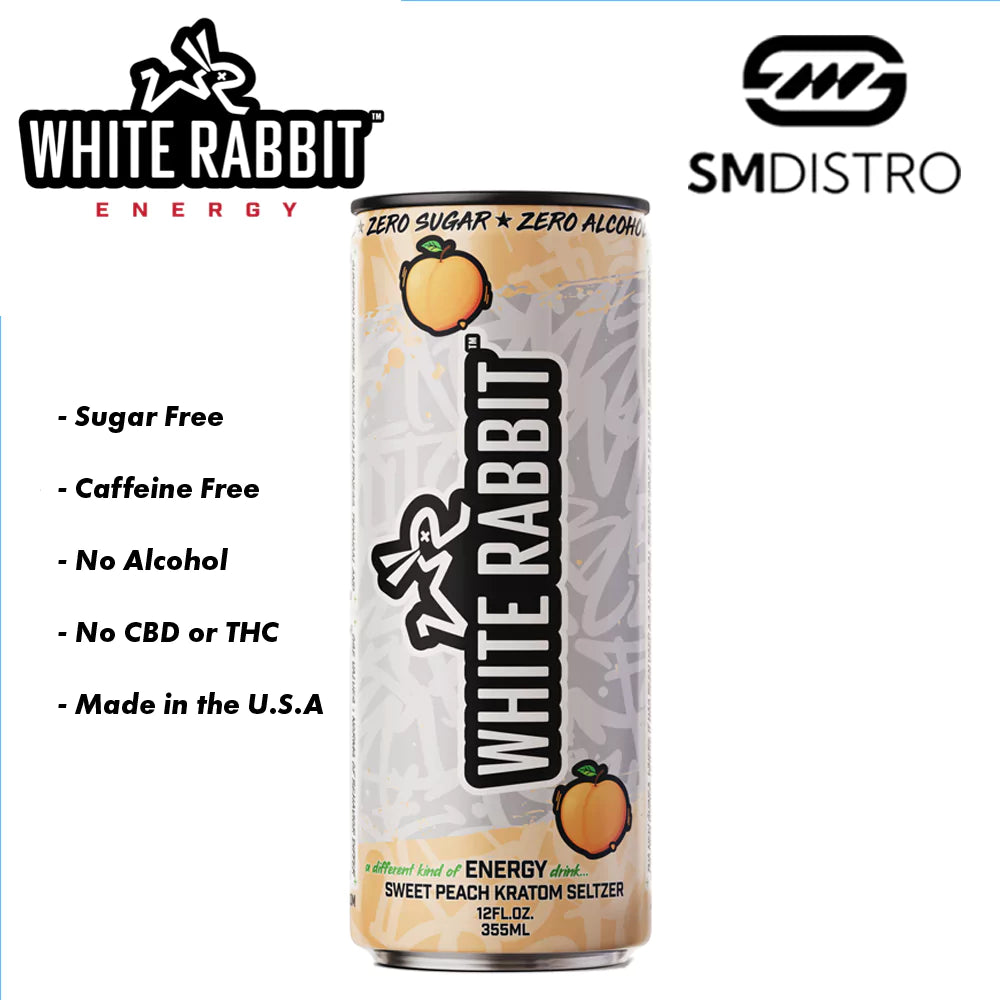 White Rabbit Energy Kratom Seltzer Sweet Peach - Wholesale | SMDistro