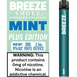 Breeze Plus 3.5mL 650 mAh 0% Salt Nicotine 800 Puffs - Display of 10 (MSRP $7.99 Each) - SMDistro