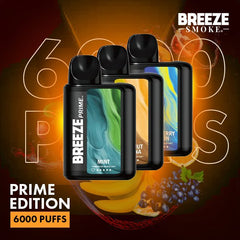 Breeze Prime Edition 10ml 5% Salt Nicotine 6000 Puffs - Display of 5 (MSRP $19.99 Each) - SMDistro