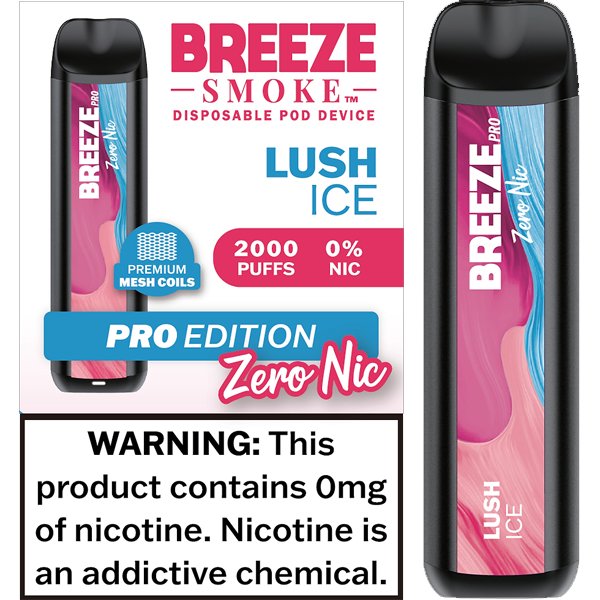 Breeze Pro TFN 6ml 0% Salt Nicotine 2000 Puffs - Display of 10 (MSRP $14.99 Each) - SMDistro