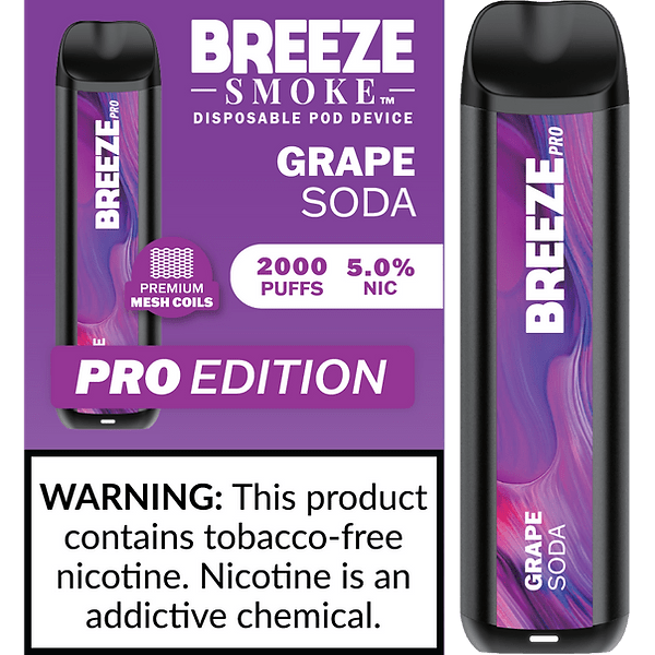 Breeze Pro TFN 6ml 5% Salt Nicotine 2000 Puffs - Display of 10 (MSRP $14.99 Each) - SMDistro