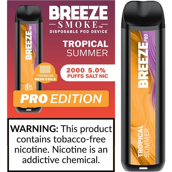 Breeze Pro TFN 6ml 5% Salt Nicotine 2000 Puffs - Display of 10 (MSRP $14.99 Each) - SMDistro