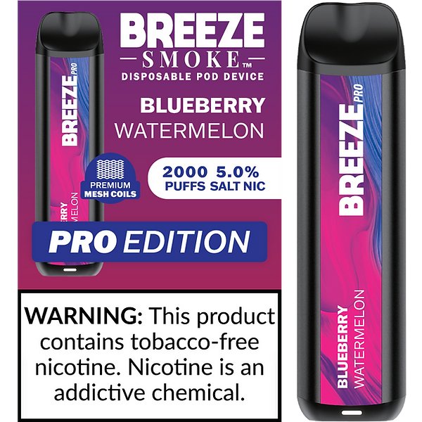 Breeze Pro TFN 6ml 5% Salt Nicotine 2000 Puffs - Display of 10 (MSRP $14.99 Each) - SMDistro