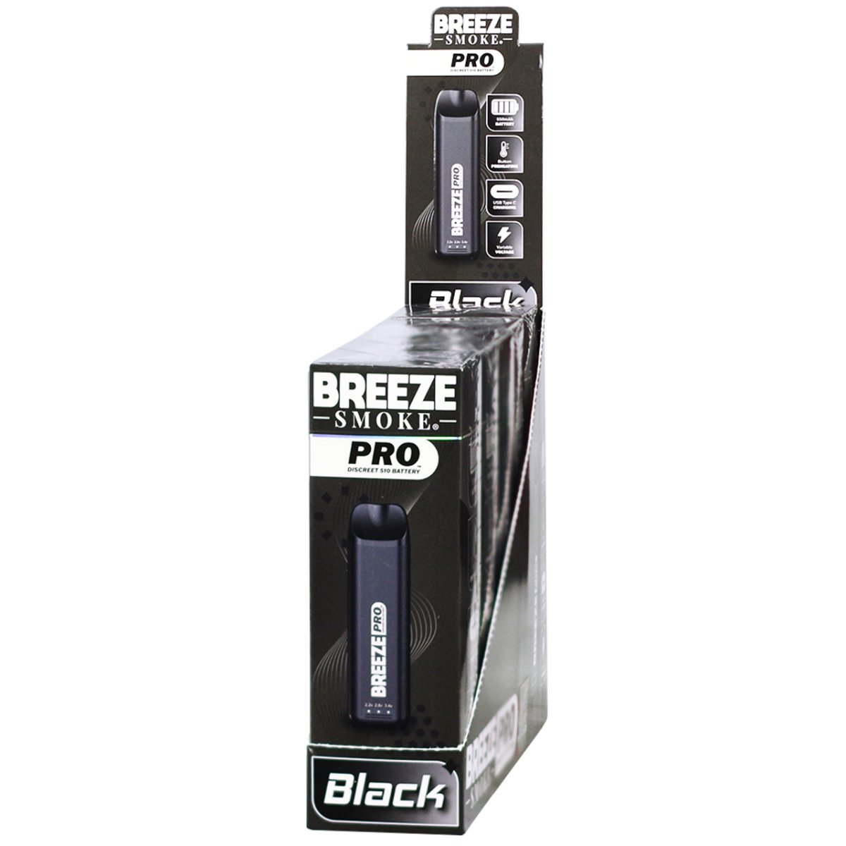 Breeze Smoke Pro Discreet Edition 510 Battery - Display of 5 (MSRP $17.99 Each) - SMDistro