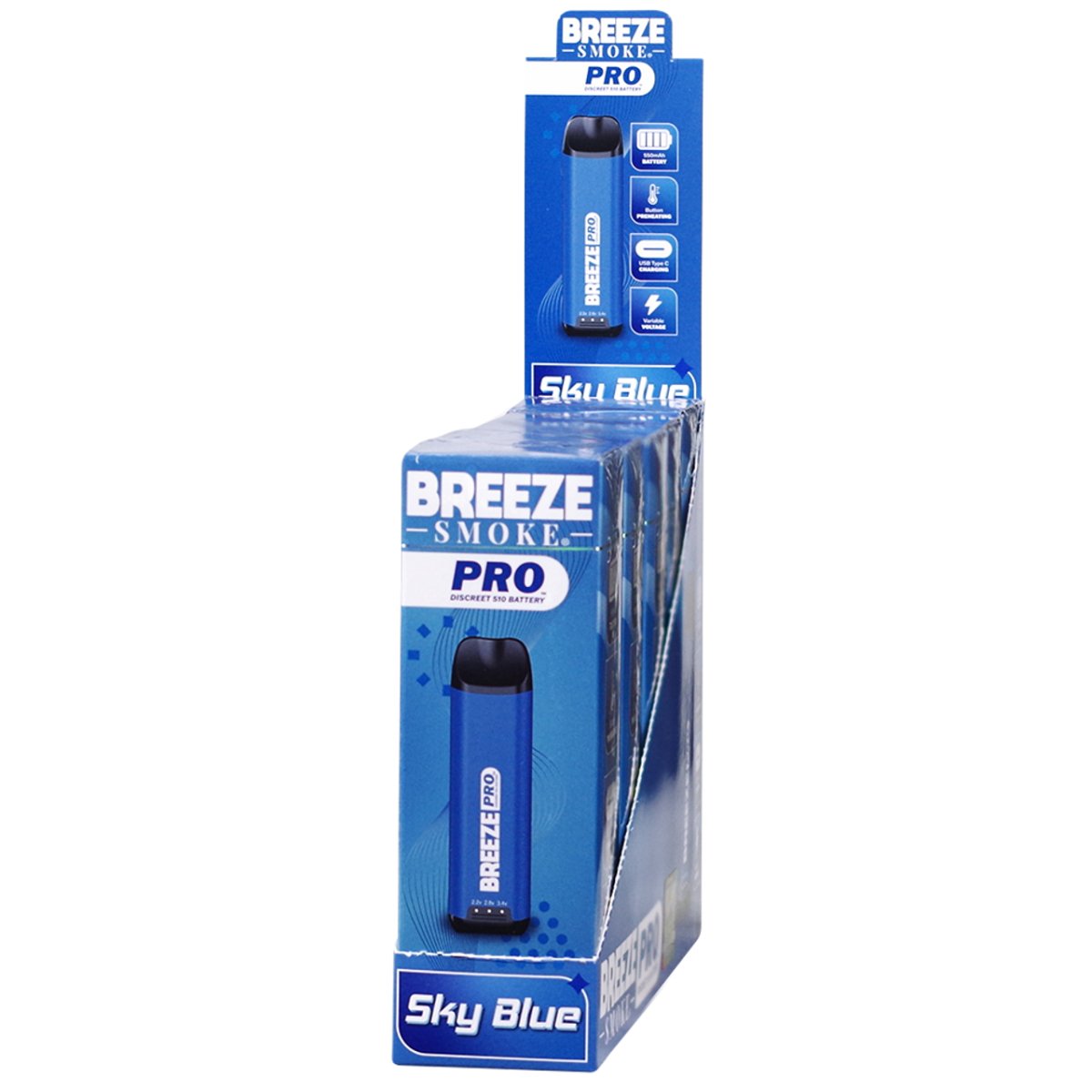 Breeze Smoke Pro Discreet Edition 510 Battery - Display of 5 (MSRP $17.99 Each) - SMDistro