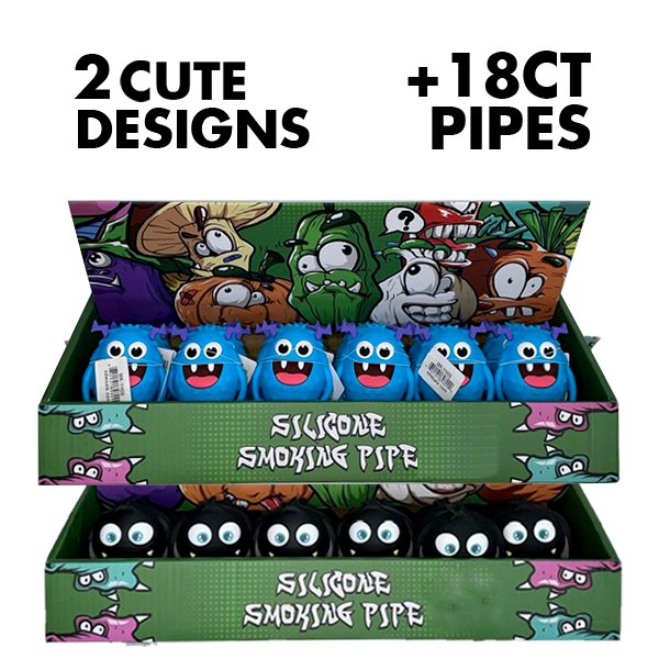 CUTE MONSTERS SILICONE SMOKING PIPE 18CT - SMDistro