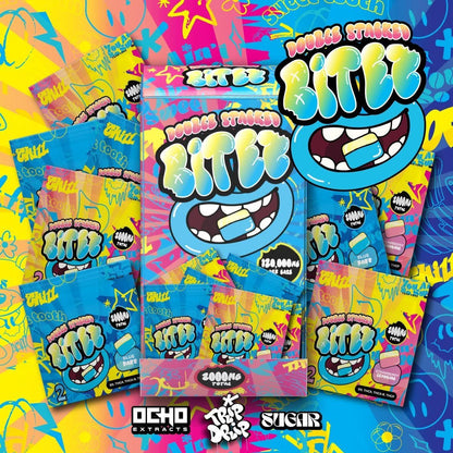 Double Stacked Bitez - D9 + THCA + THCA - B + THCP - 120,000MG / Display of 60 (MSRP $7.99 Each) - SMDistro