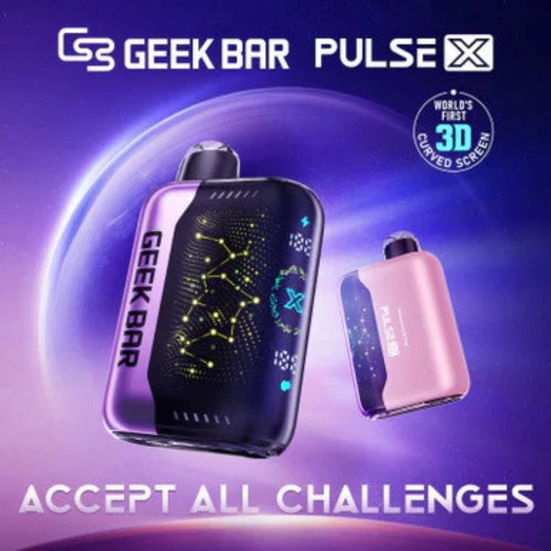 Geek Bar Pulse X 18mL 820mAh Rechargeable 5% Nicotine 25K Puffs Disposable Vape - Display of 5 (MSRP $29.99 Each) - SMDistro