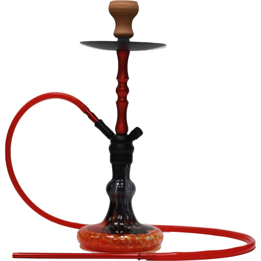 GLASS HOOKAH RED/BLACK VOLCANO DESIGN - SMDistro